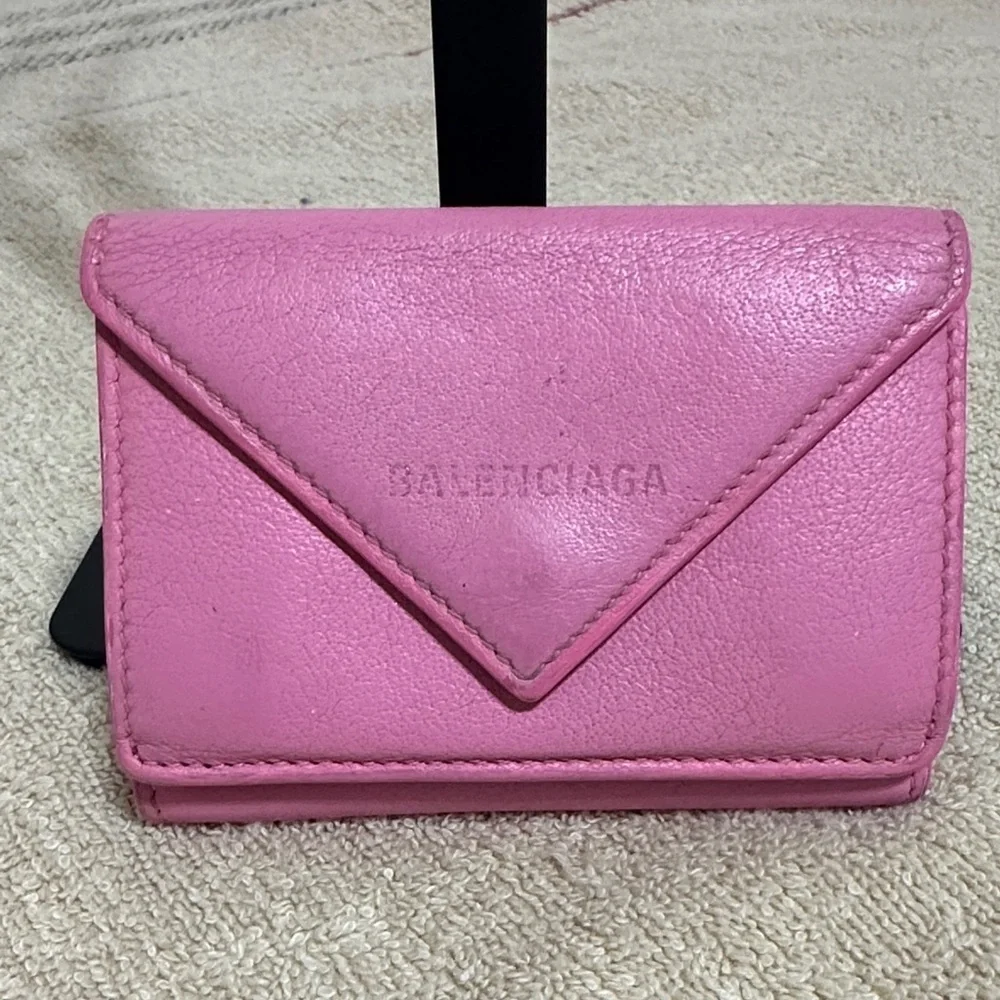 Balenciaga Pink Tri-Fold Compact Wallet